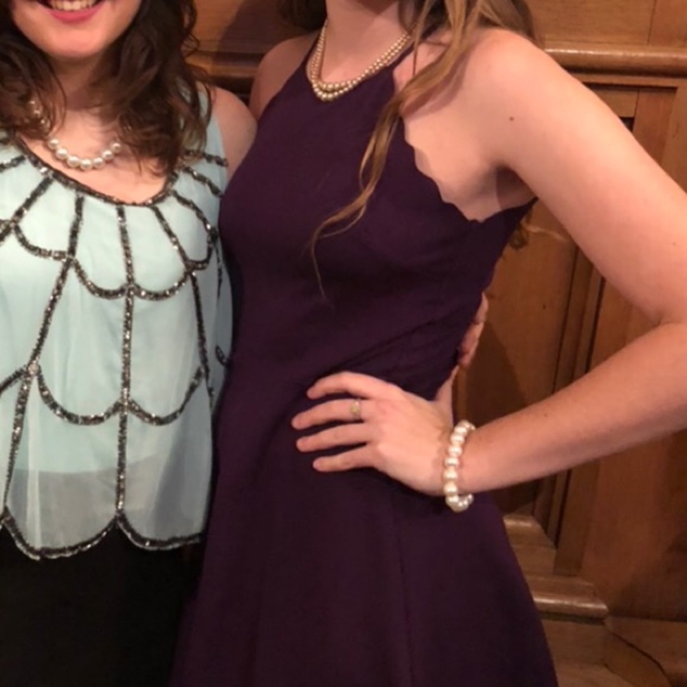 Purple Formal High Neck Dress